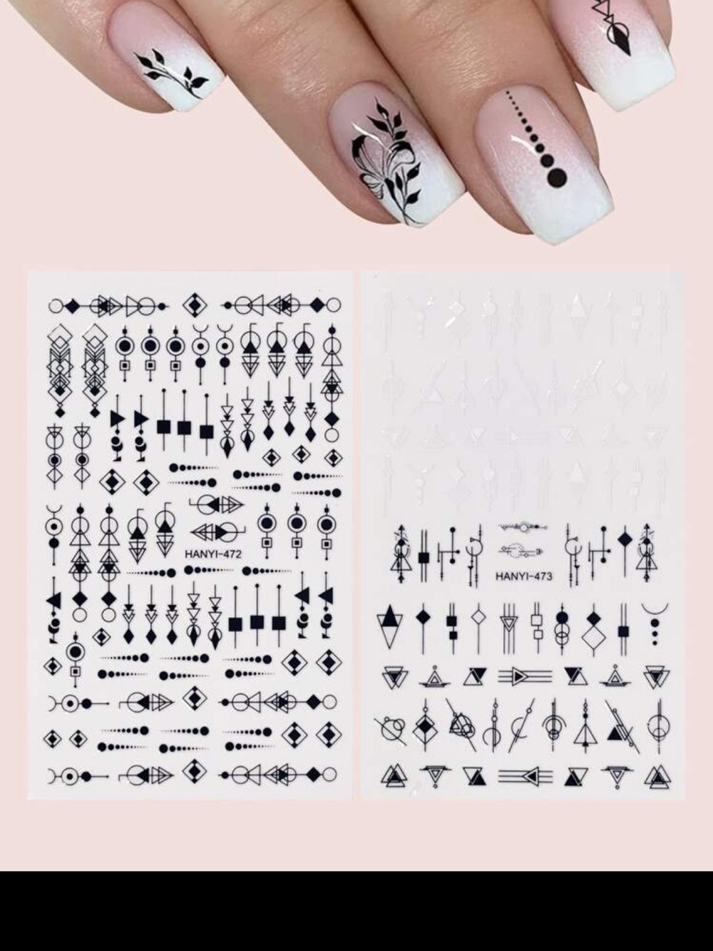 Nail Art designs designer dots lines geometric one sheet stickers manicure pedi - Picture 2 of 2